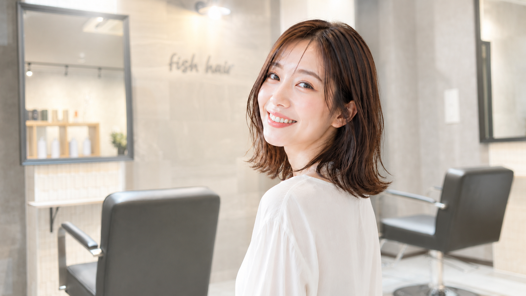 髪質改善＆白髪ぼかしで艶めく女性の髪